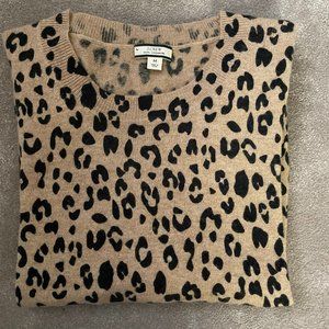 J. Crew Cashmere crewneck sweater in leopard